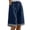 Navy, variant on Plus Size Summer Shorts with Pockets Women Striped Hem Elastic Waist Cotton Linen Beach Lounge Long Shorts (XL, Khaki)