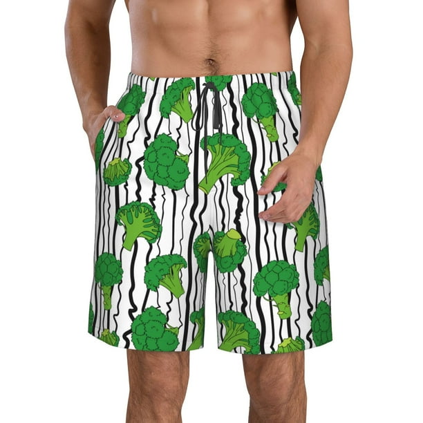 Fotbe Broccoli 2 Trajes de Baño Estampados para Hombre, Shorts de Verano de Secado Rápido, Ropa de Playa, Bañadores-Large