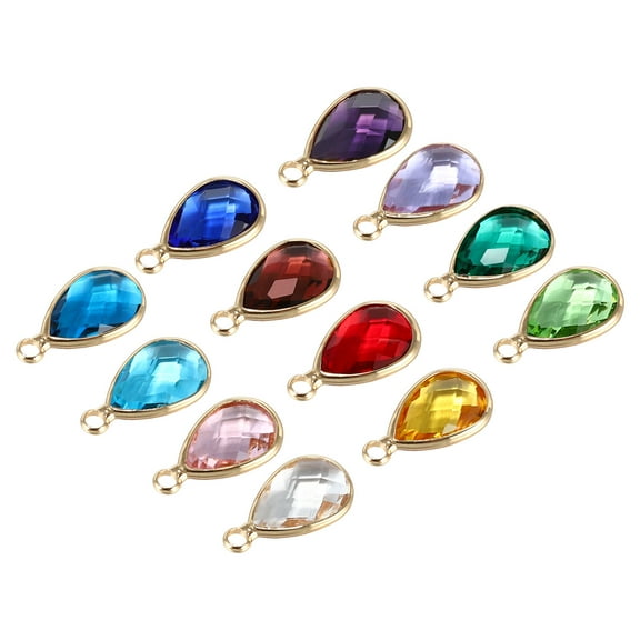 Uxcell Birthstone Charm Beads Drop Pendant, 12Pcs Birthstone 0.63 x 0.31",