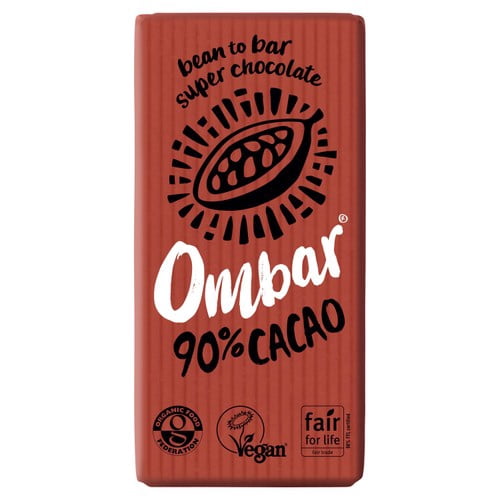 Ombar 90% Cacao Organic Vegan Fair Trade Dark Chocolate 35g, British Import (Pack of 3)
