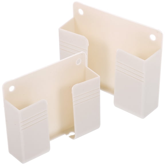 2 Pcs Wall Phone Holder Protector Mobile Case Multifunctional Storage Rack White