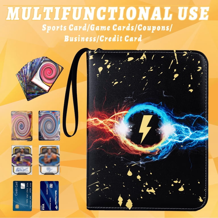 card binder yugioh 9 Pocket Binder,720 Double Sided Pocket PU Collection Binder,Waterproof Trading Card Album Holder,Zip Card Folder for YuGiOh, MTC, TCG, Game No Toxic 9 Pocket Premium Binder with