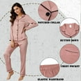thumbnail image 5 of LANBAOSI Womens Satin Pajama Sets Long Sleeve Sleepwear Button Up Silk Loungewear, Pink S, 5 of 7