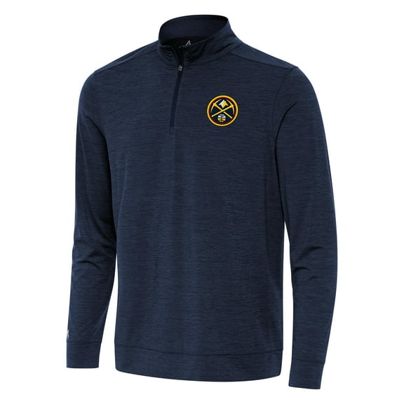 Men's Antigua Heather Navy Denver Nuggets Bright Quarter-Zip Top