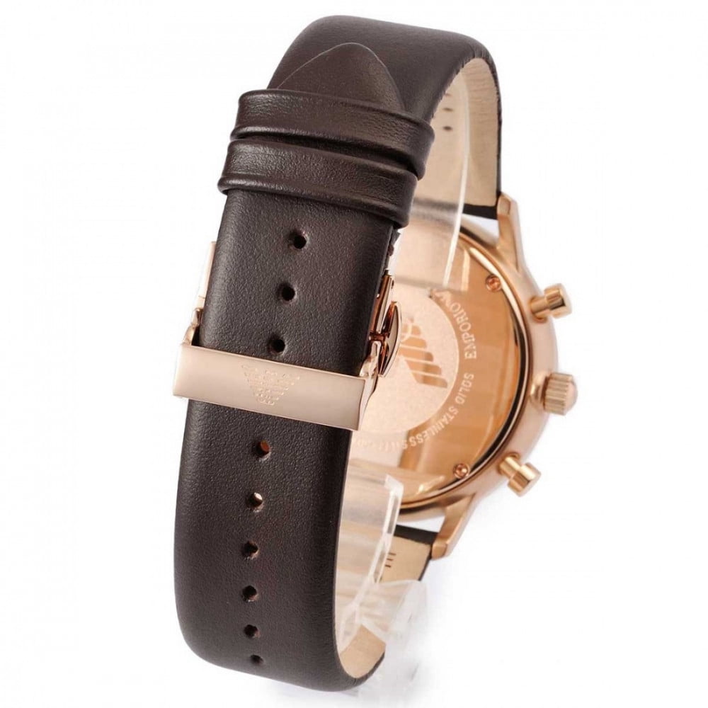 Emporio Armani AR0398 Sportivo 43MM Men's Chronograph Brown Leather Watch |  Walmart Canada