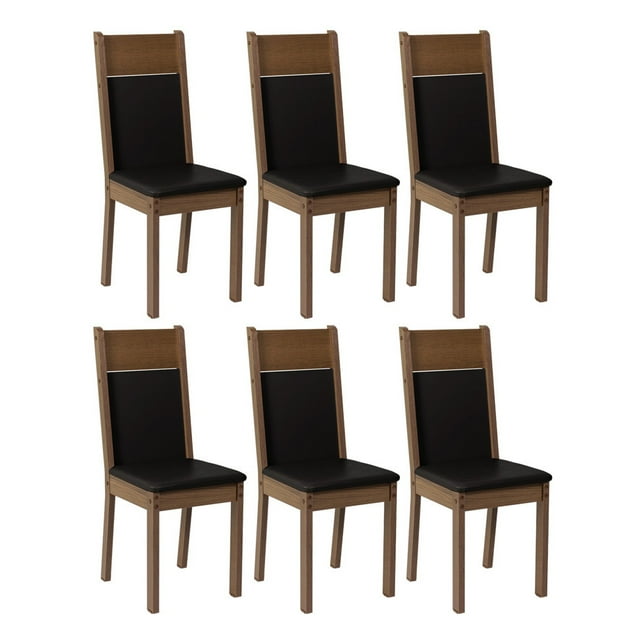 Kit 6 Sillas de Comedor 4284 Madesa Negro/Marrón