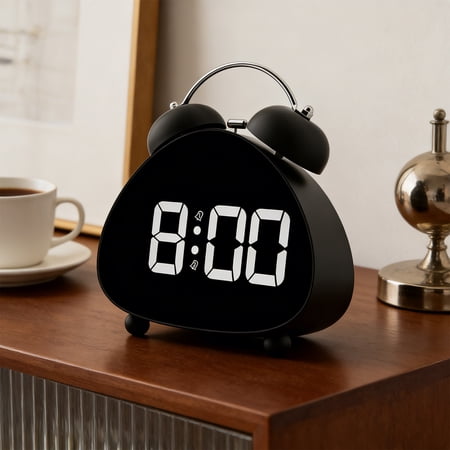 Battery Operated Small Alarm Clock: Digital Compact Large Display Cordless Clock for Bedroom Travel - Simple to Use, Digits 5.91in×4.92in×2.17in
