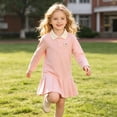 thumbnail image 2 of SUYIDA Girls Cute Bear Applique Dress, Long Sleeve Solid Color Party Dress, Everyday Wear for Little Fashionistas, 2 of 6
