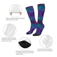 thumbnail image 4 of Picia Women Crew Soft Moisture-wicking Socks Purple and Green Glitter Pattern Design Cotton Socks, One Size fit All, 4 of 9