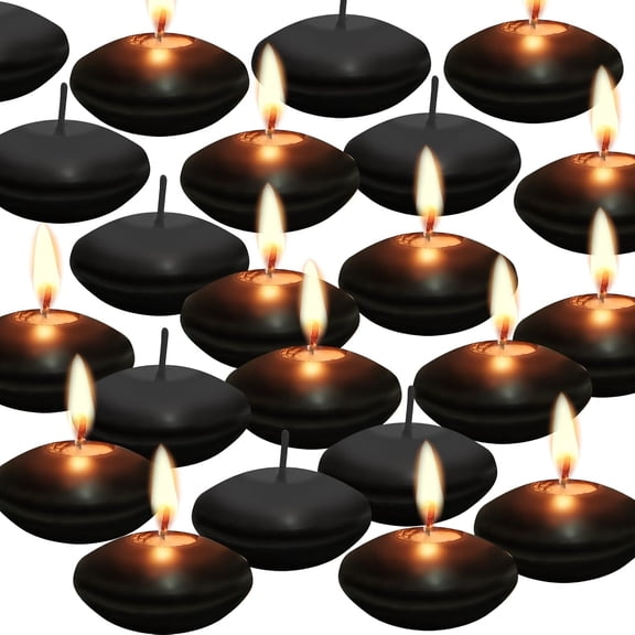 20 Pcs Floating Candles Centerpieces, 1.5 Inch Unscented Floating Candles Small Decoration for Valentine's Day, Thanksgiving, Wedding and Home Decor - Black