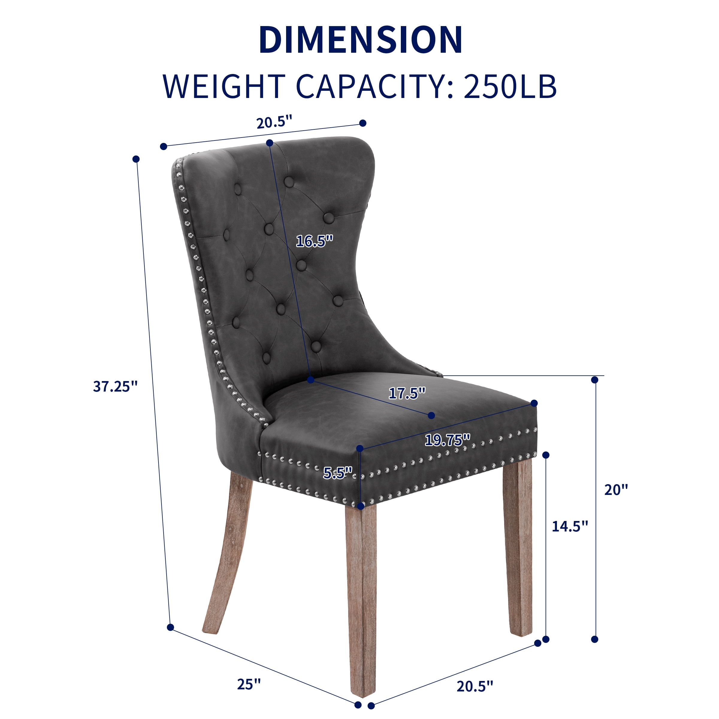 Subrtex Modern PU Leather Dining Chairs Set of 2, Wingback with