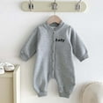 thumbnail image 4 of VNKIDY Boys Bodysuits Baby Letter Print Solid Color Romper Long Sleeve Crewneck Button Front Bodysuit For Daily Wear Casual Styling Lovely Onesie, 4 of 6