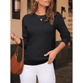 thumbnail image 2 of WQD Womens Sweaters Crew Neck Pullover Long Sleeve Cable Knitted Cozy Dressy Casual Ladies Fashion Tops Soft Business Trendy Classic Outfits for Spring Fall Winter, 2 of 8