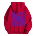 thumbnail image 5 of Women Blouses Winter Loose Fit Hooded Long Sleeve Puff Cold Shoulder Drawstring Floral Hoodie Cotton Hoodies (Red,L), 5 of 7