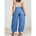 thumbnail image 4 of Women'S Polka-Dot Print High-Waist Seamed Wide-Leg Cropped Casual Pants Lake Blue M, 4 of 9