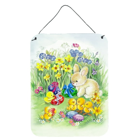 Carolines Treasures APH7091DS1216 Easter Chicks and Bunny Wall or Door Hanging Prints 12x16 multicolor