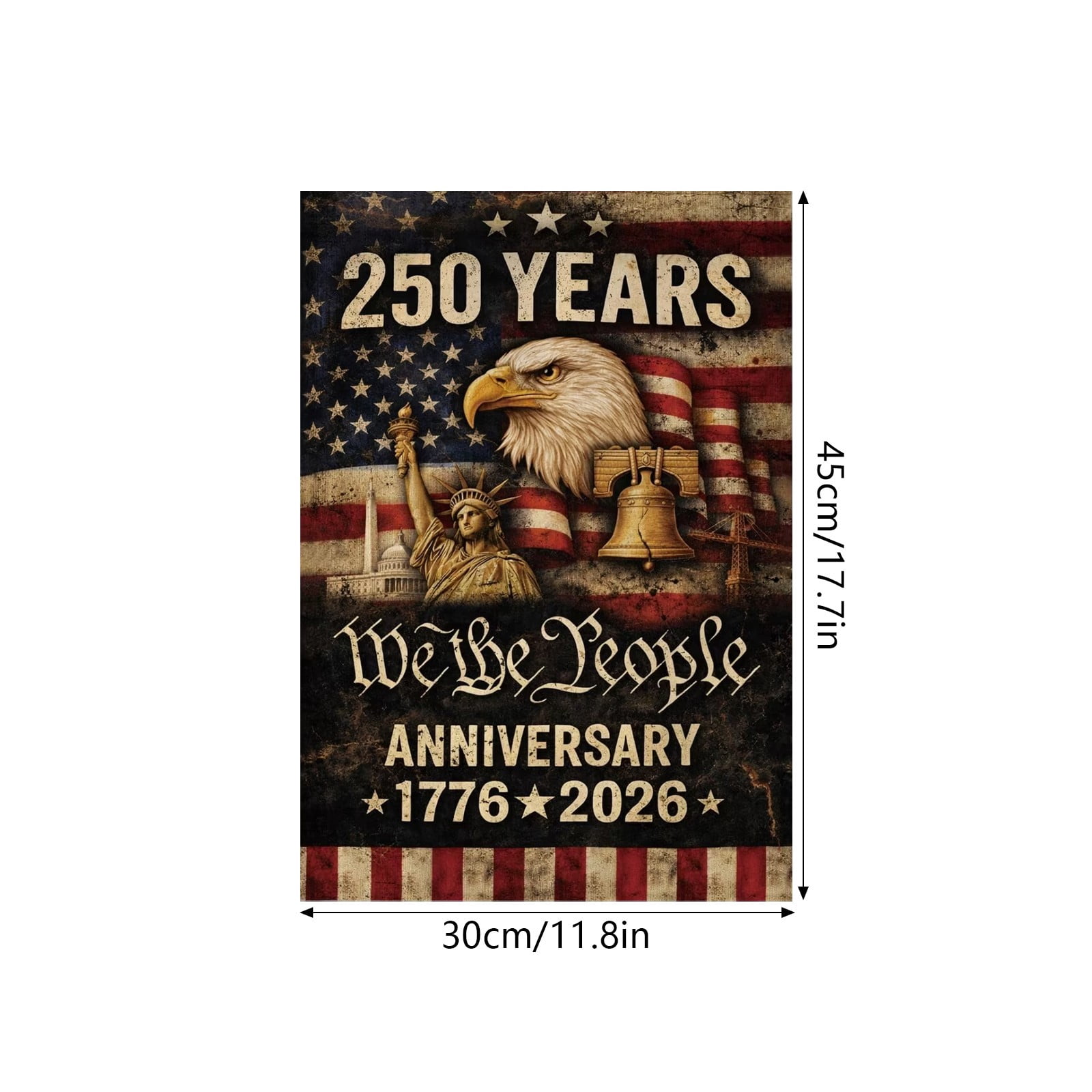 Win s Way USA 250th Anniversary Flag, Double Sided Outdoor Patriotic Decor, 12x18