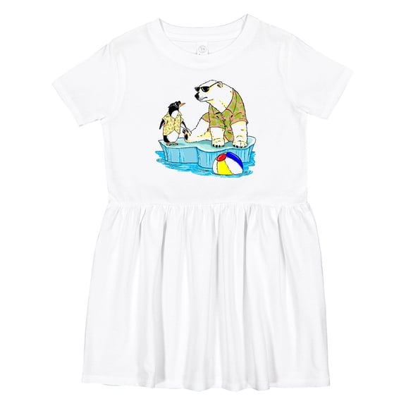 Inktastic Penguin and Polar Bear Iceberg Beach Bums Girls Toddler Dress