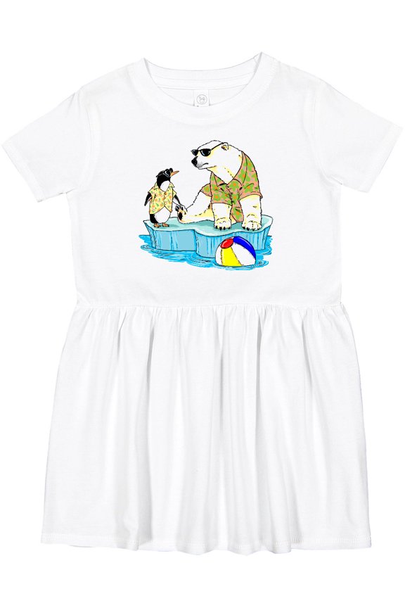 Inktastic Penguin and Polar Bear Iceberg Beach Bums Girls Toddler Dress