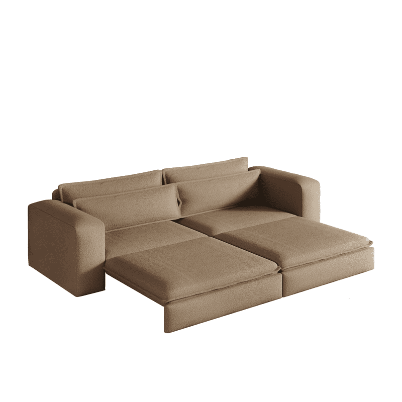 93" King Size Sleeper Sofa Bed, 3-in-1 Convertible Pull Out Couch, Chaise Lounge, Sherpa Fleece 3-Seater Upholstered Sofa with 2 Lumbar Pillows for Living Room, Apartment, and Office