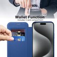 thumbnail image 2 of Allytech Wallet Case for iPhone 15 Pro Max with Card Slots & Lens Protector, Compatible with MagSafe, Slim Shockproof Anti-Scratch Clear Back Panel [RFID Blocking] Case - Darkblue, 2 of 7