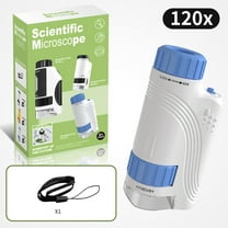60-120X Portable Microscope for Kids Science Experiments with LED Light Handheld Magnifier for Outdoor Classroom Specimen Observation Educational Toy