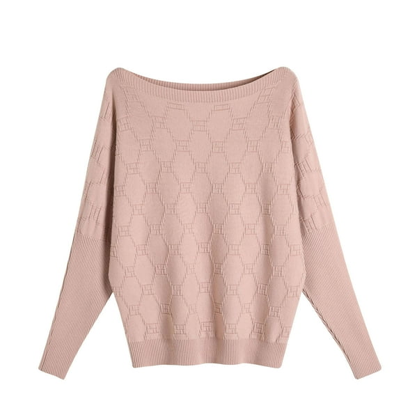 Annhoo Long Sleeve Sweaters for Women Casual Solid Color Round Neck Knitwear Fall Winter Fashion Pullover Shirts
