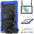 thumbnail image 4 of 3 Layer Case for Samsung Galaxy Tab A8 10.5" 2022 SM-X200/X205/X207, for Kids Heavy Duty Protective Case with Screen Protector & Stylus Holder & 360 Rotating Stand Hand/Shoulder Strap, Blue, 4 of 10