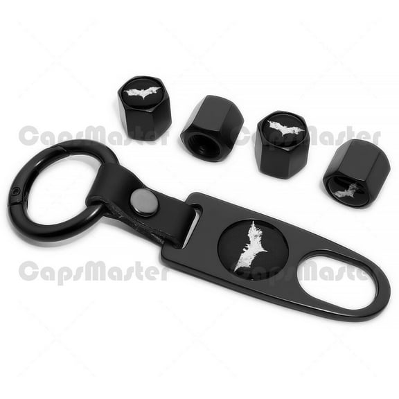 Universal Car Wheels Tire Valve Dust Stem Air Cap Keychain Ring Bat Batman Style