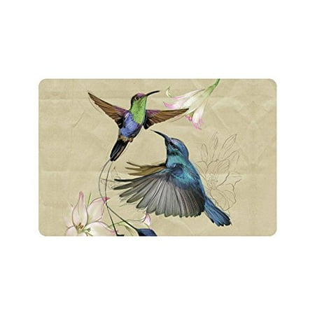 - MKHERT Vintage Hummingbirds with Lily Flowers Doormat Rug Home Decor Floor Mat Bath Mat 23.6x15.7 inch