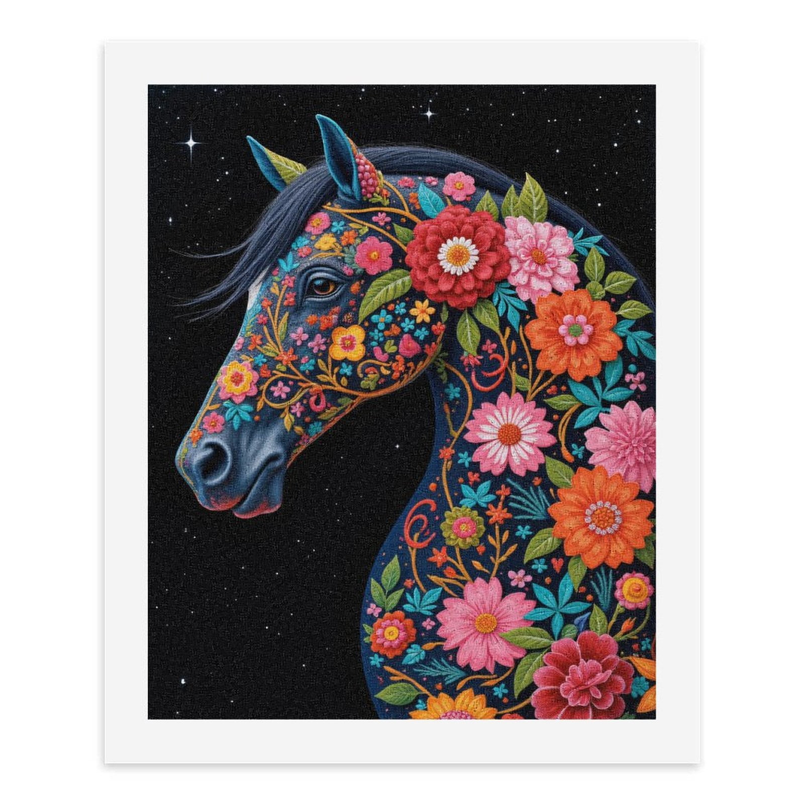 Paint By Numbers Kit for Adults Beginner - DIY Floral Horse Night Sky Art Canvas Painting Kits for Adults, Frameless Paint By Number for Adults for Home Wall Decor 16x20 Inch
