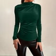 thumbnail image 2 of Posijego Women's Velvet Tops Vintage Mock Neck Slim Long Sleeve T-Shirts Party Basic Tee Blouse for Women, 2 of 7