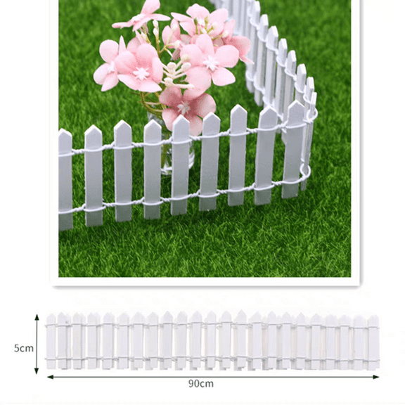Jingjianm Miniature Fence Garden Decoration, 90cm Miniature Garden Kit, Wooden Fence Terrarium Dolls, DIY Decoration