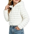 thumbnail image 2 of hoksml Girls' Hooded Jacket Button Front Long Sleeve Solid Color Warm Winter Coat, 2 of 9