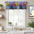 thumbnail image 2 of Spring Flowers Valance Curtain for Windows Yellow Red Pink Purple Flower Oil Paintings Gradient Rod Pocket Curtain Valances Short Window Treatments for Kitchen Bathroom Laundry Basement 54 x 18 Inch, 2 of 9