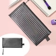 thumbnail image 2 of CoreLiving Mesh Zipper Pouch, Black Small Pencil Case Bag for Office Supply Organization, Multi-Purpose Travel Storage Pouch for Pens Cables Makeup, 1 Pack, 2 of 10