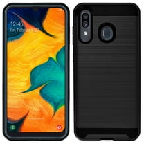Samsung Galaxy A30 Dual layer Metal Brushed Shockproof Armor Hybrid Case Cover Black