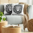 thumbnail image 5 of Ambesonne Indie Throw Pillow Cover 2 Pack, Wild Hipster Lion Glasses, 18", Black and White, 5 of 7