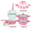 thumbnail image 2 of HUISZJ 13pcs Non Stick Cookware Set, Pink Cooking Fine Iron Multifunctional Pots Set with Wooden Handles, Stackable Stone Pot for All Types of Cooker, 2 of 10