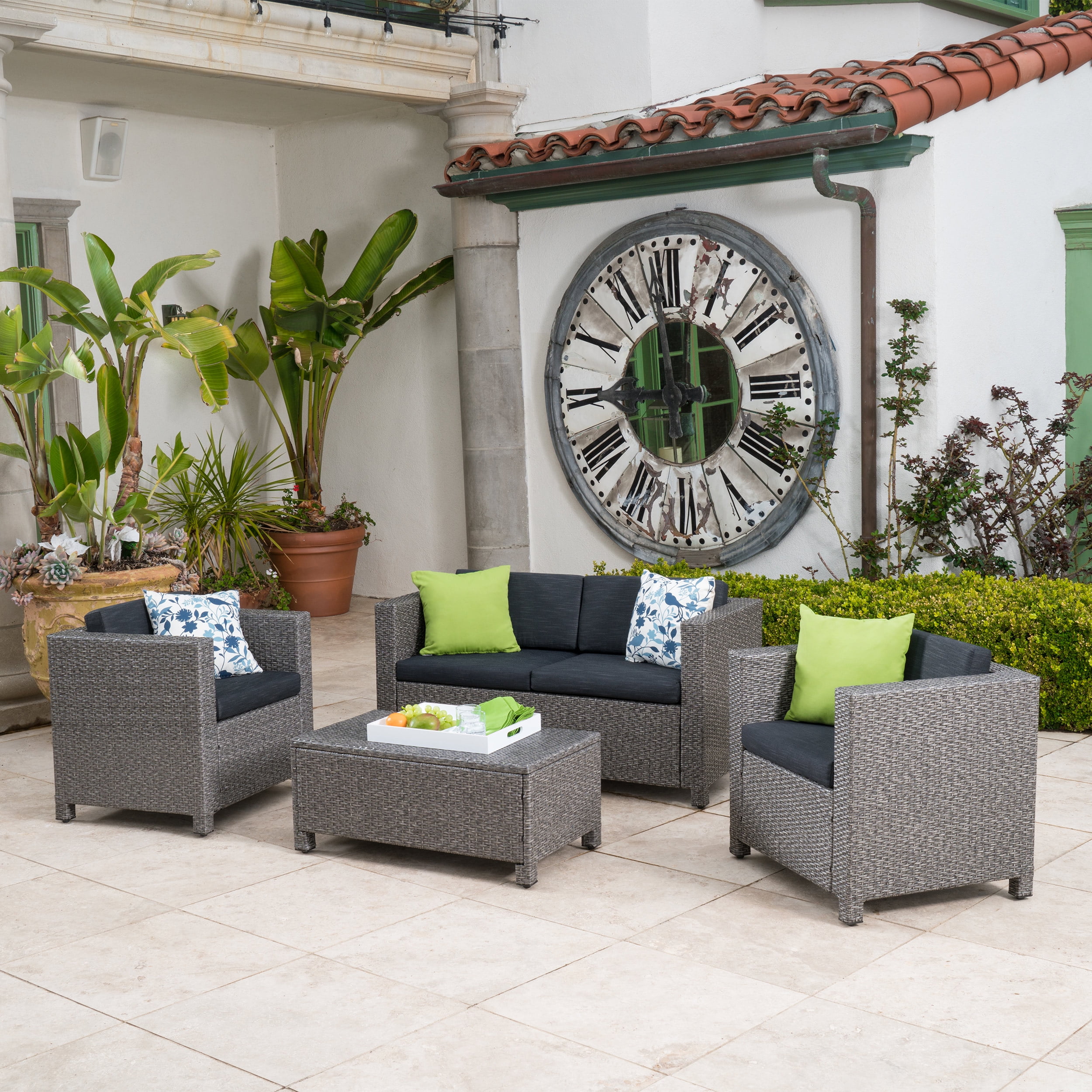 Raleigh Outdoor Wicker 4 Piece Sofa Set Multiple Colors Com