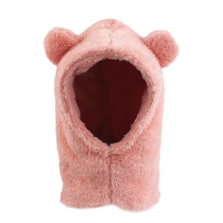 

Baby Girls Winter Hood Hats Warm Toddler Boys Hat Scarf Kids Thick Earflap Cap with Bear Ears (Pink S)