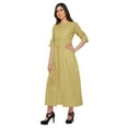 thumbnail image 3 of Moomaya Robes Chinoises pour Femmes Robe Longue Unie en Coton Slub à Manches Retroussables, 3 of 5