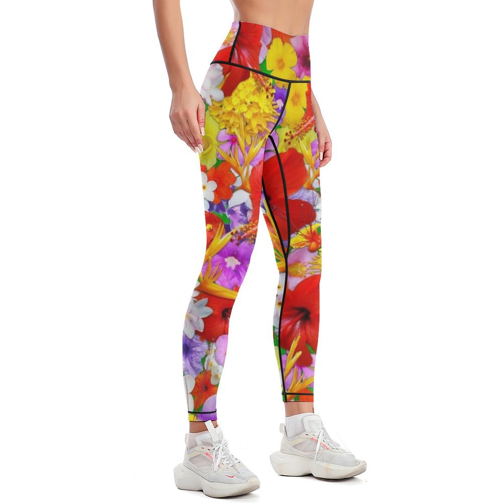 Exotic Flowers Colorful Explosion Leggings Women's sports pants ...