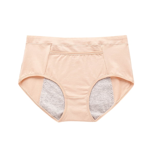 Aofany Women Plus Size Comfortable Breathalbe Panties Leak Proof Menstrual Period Underwear Solid Color Everyday Briefs