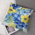 thumbnail image 7 of Acheng Yellow and Blue Throw Pillow Cushion Cover, Spring Flower Watercolor Flourishing Vibrant Blooms Design, Decorative Square Accent Pillow Case, Lime Green Royal Blue 18x18in, 7 of 7