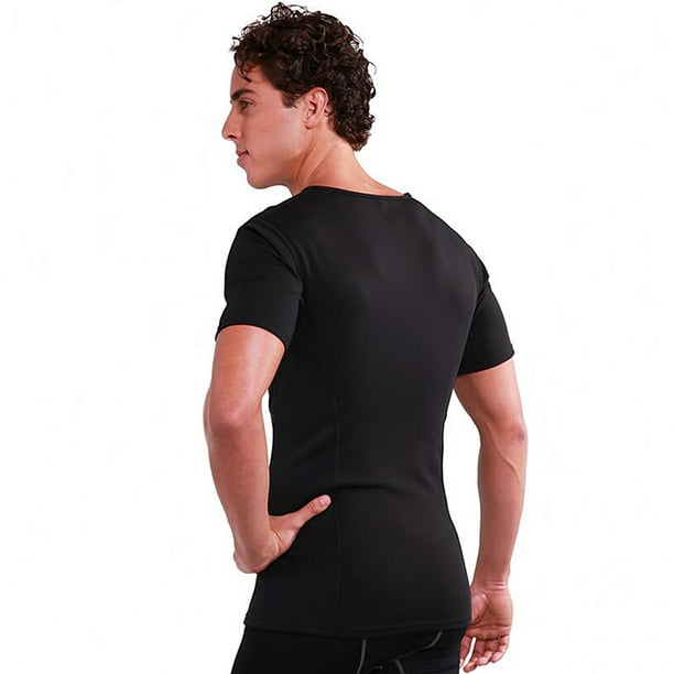 Men Workout Sauna Suit Neoprene Short Sleeve Sweat Shirt Body Shaper  Training Weight Loss Shirt 