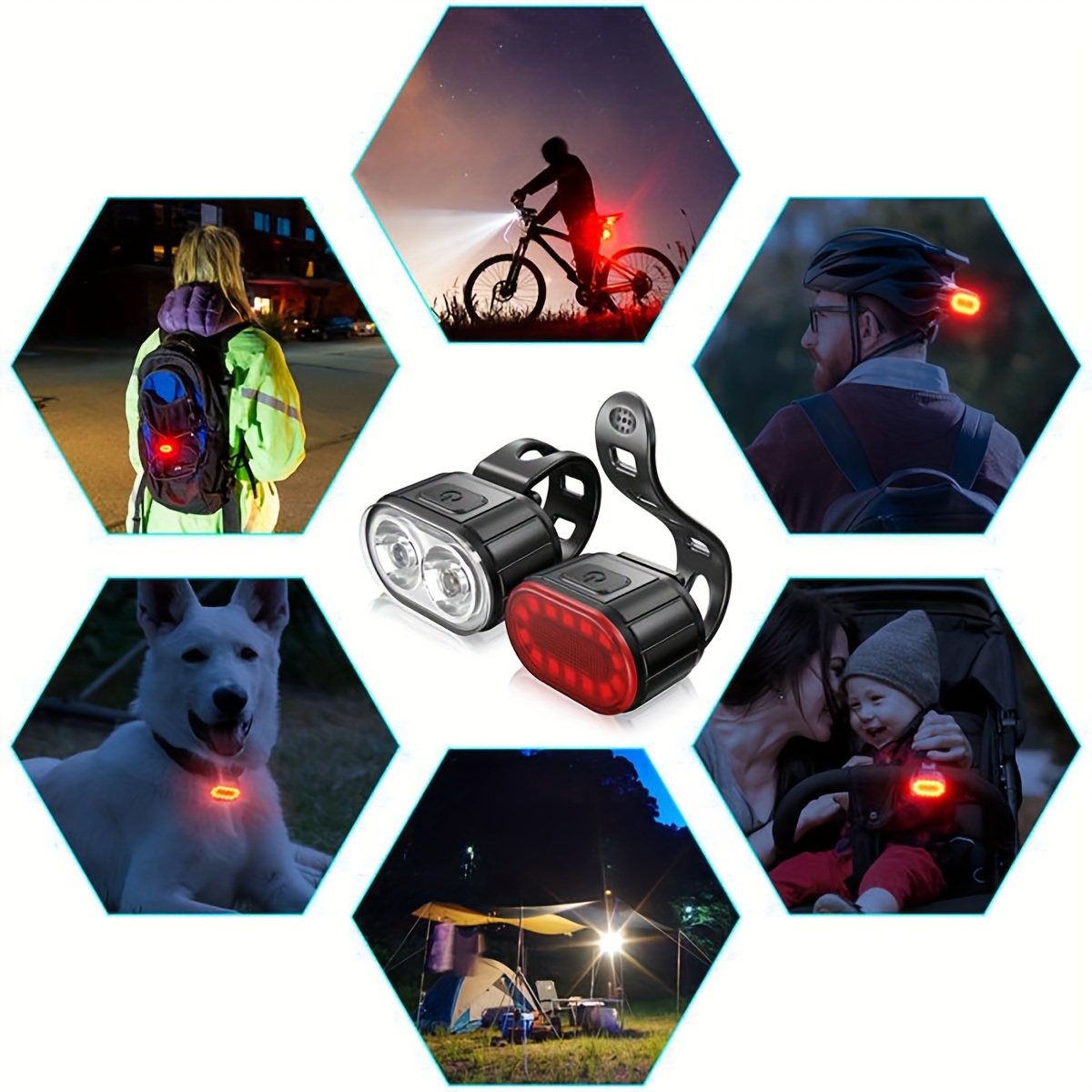 Mapskey LED Bicycle Light Set USB Rechargeable Headlight Taillight photo 4