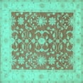 thumbnail image 1 of Ahgly Company Indoor Square Oriental Turquoise Blue Traditional Area Rugs, 3' Square, 1 of 4