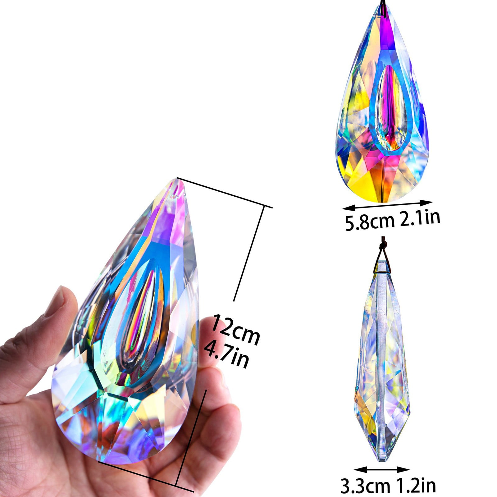 Tanjnj Large Crystal Prism Suncatcher for Window Hanging