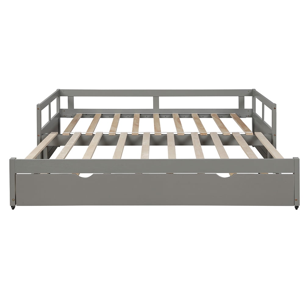 Lowestbest Extending Daybed, Wooden Daybed with Trundle Lowestbest Extending Daybed, Wooden Daybed with Trundle